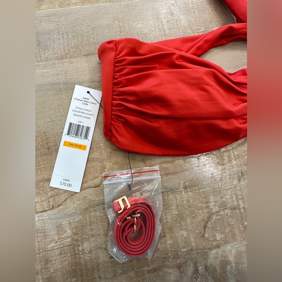 Carmen Marc Valvo swim bandeau bikini top convertible halter strapless - Picture 7 of 13